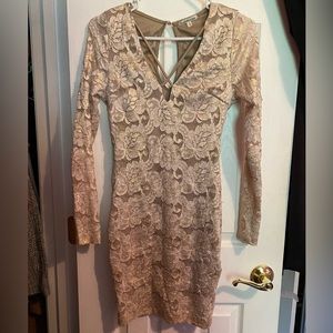 Gold Bodycon Long Sleeve Dress